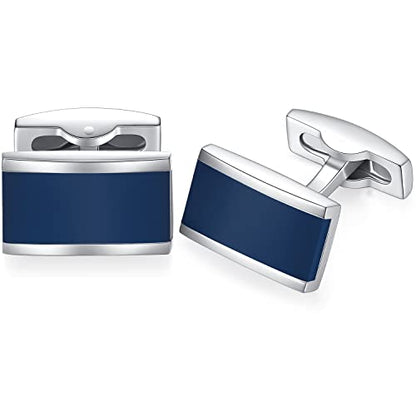 - HONEY BEAR Mens Stainless Steel Rectangle Black Cufflinks -