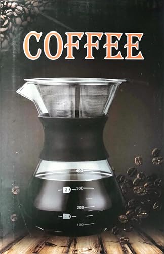 - YunNasi Pour Over Coffee Maker Glass Hand Drip Coffee Brewer Set Coffee Filter Jug with Permanent Filter (400ml)