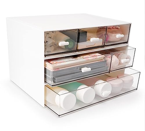 - VADUDA Stackable Desktop Storage - 6 Drawers - Storage Unit - White -