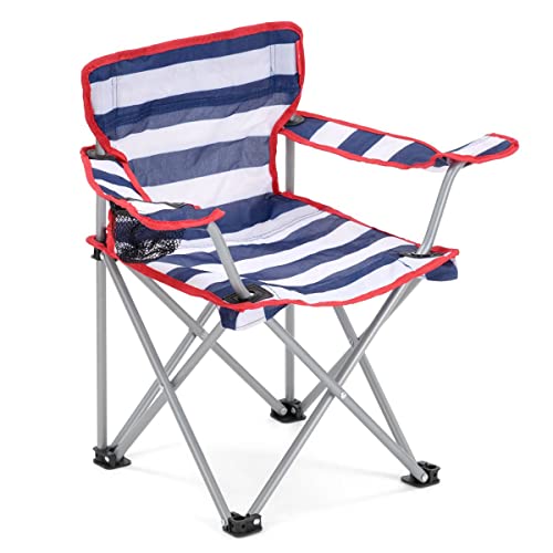 - Yello Kid's Folding Beach Chair Camping, Blue/White Stripe, 35 x 58 x 53 cm