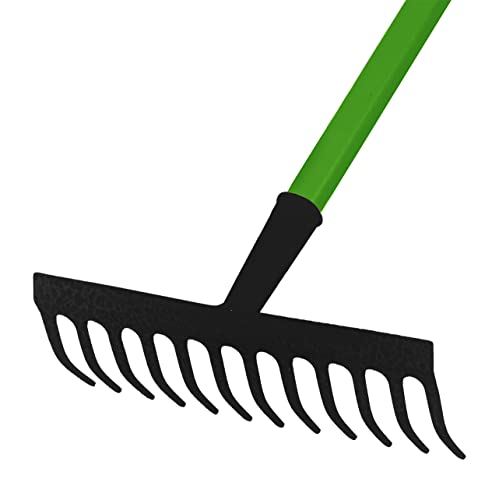 - Rightclick Garden Rake | Heavy Duty | 12 Teeth Carbon Steel Rake For Gardening |  Soft Grip | 32 x 120cm -