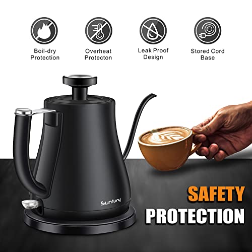 - Electric Gooseneck Kettle | 0.8 Litre 100% Stainless Steel Pour Over Kettle | Coffee Brew Kettle -