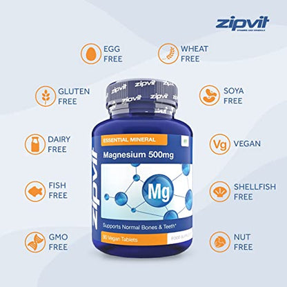 - Magnesium 500mg | 90 Vegan Tablets | 3 Months Supply | Supports Muscle and Bone Health -