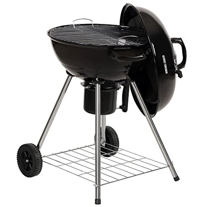 - George Foreman Portable Charcoal BBQ | Round Kettle 47 cm | Adjustable Vent, Integrated Thermometer -