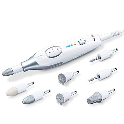 Beurer MP42UK Pedicure and Manicure Set, Electric Nail File with 7 High-Quality Attachments, LED Precision Light, Fast Rotation (2500-4600rpm), UK Plug and Storage Bag