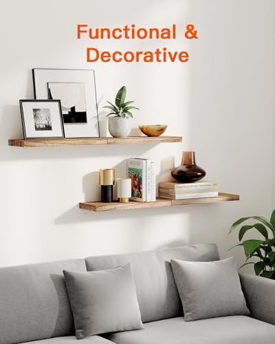 - Pipishell Floating Shelves |  40cm Shelves for wall | Paulownia Wood Wall Shelves -