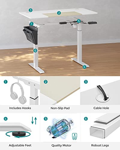 - SONGMICS Electric Standing Desk | Height Adjustable Desk | 60 x 120 x (72-120) cm | White and Beige LSD015W11 -