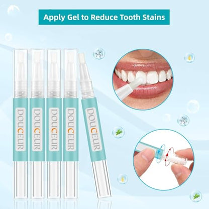 - Riatanxi Teeth Whitening Kit With Gel Light | 5×3ml Whitening Gel Pens | 16X Blue LED Light | Professional Home Care Bleaching System -