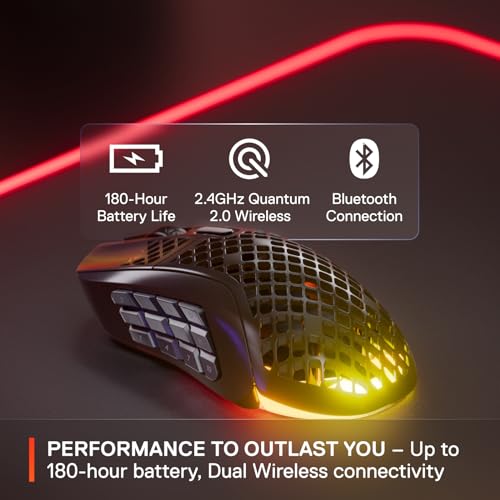 - SteelSeries Aerox 9 Wireless | Holey RGB Gaming Mouse | Ultra-lightweight Water Resistant Design -
