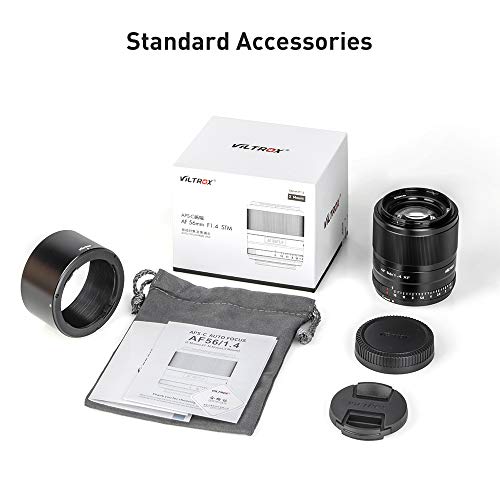 - VILTROX AF 56mm f1.4 XF Prime Portrait Lens for Fuji X Mount Cameras X-E4 X-H1 X-S10 X-T4 X-Pro3 X-T200(STM, Auto Focus, APS-C), Black -