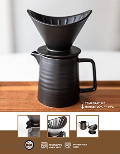 Ceramic Pour over coffee maker set, Ceramic Pot and Brewer 1-2 Cup Coffee, V60 Dripper Coffee Maker