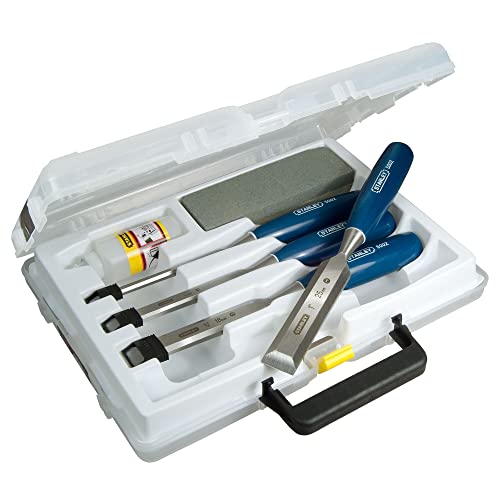 - STANLEY 4 Piece Chisel Set | Includes 6 12 18 25 mm | High Carbon Steel Blade Chisels with Sharpening Stone and Oil -
