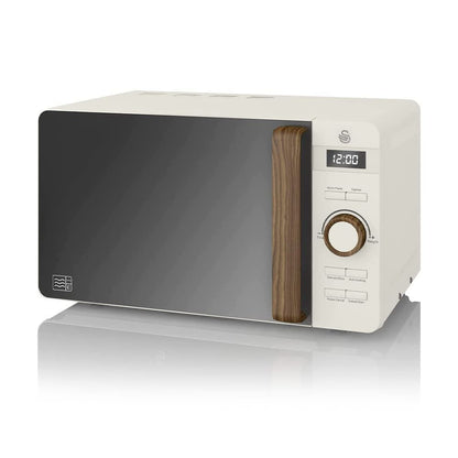 - Swan Nordic LED Digital Microwave with Glass Turntable | 6 Power Levels & Defrost Setting | 20L | 800W | White -
