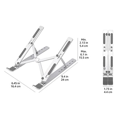 Amazon Basics Laptop Stand with 6-Angle Adjustment, For Laptops 10 (25.4 cm) - 15.6 Inches (39.6 cm), Silver