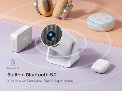 - Mini Projector【Auto Keystone & Short Throw】| 15000 Lumen WiFi Bluetooth Portable Phone Projector 4K -