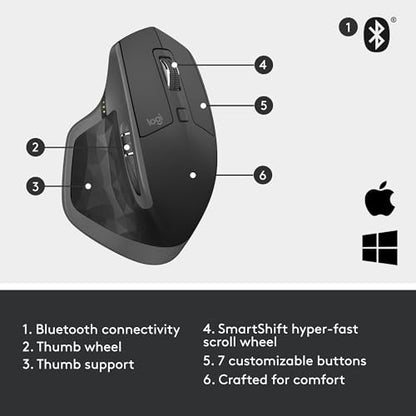 - Logitech MX Master 2S Bluetooth Edition Wireless Mouse | Multi-Surface | Hyper-Fast Scrolling -