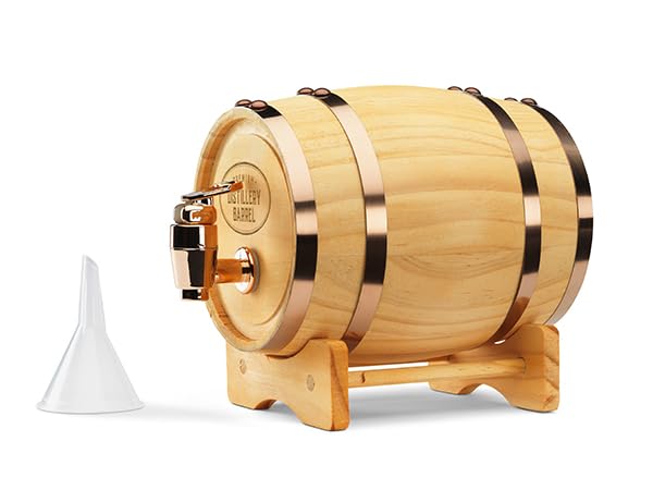 - InGenious Mini Wooden Whiskey Barrel Decanter | Miniature Spirit Keg with Stand -