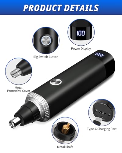 - Rechargeable Nose Hair Trimmer for Men | 3-in-1 Professional Painless Eyebrow and Facial Hair Trimmer -