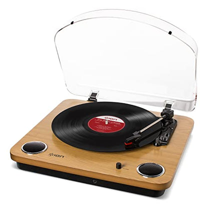 - ION Audio Max LP | Vinyl Record Player / Turntable with Built In Speakers | USB Output for Conversion and Three Playback Speeds | Natural Wood Finish -