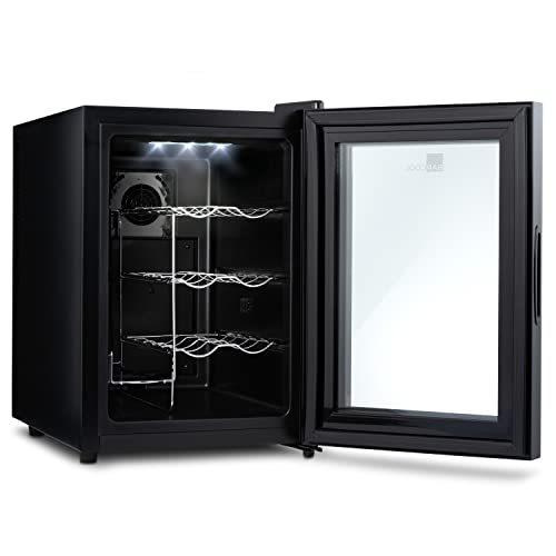 Barcool VINO12 – Table-Top Wine Fridge Black | 5-18°C | Wine Cooler | LED + Digital Display | Glass Door Drinks Cellar | Single-Zone