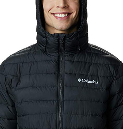 Columbia Men's Powder Lite Hooded Jacket Hooded Puffer Jacket, BLACK, Size L