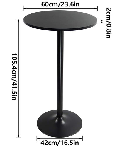 - KKTONER Round Bar Table | 60CM Top for Cocktail Bar | Pub Dining Bistro (106CM H) -