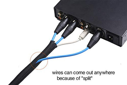 Alex Tech 10ft - 1/2 inch Cord Protector Wire Loom Tubing Cable Sleeve Split Sleeving for USB Power Cord Audio Video Cable – Protect Cat from Chewing Cords - Black