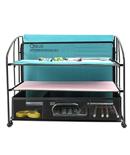 - EXERZ Mesh Desk Organiser Office Supplies | 3 Trays/Desktop File Holder -