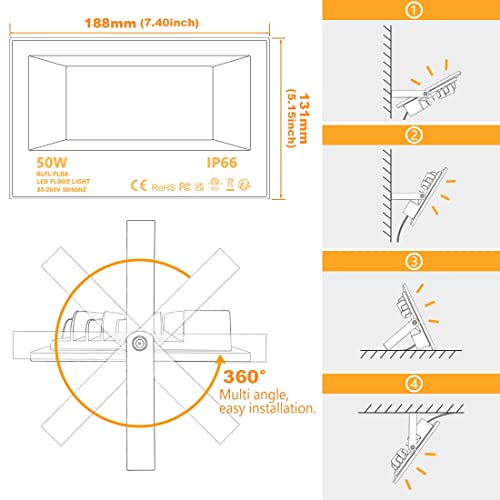 - Lighting master LED Floodlight 500W Equivalent 5000LM | Smart RGB Flood Lights Outdoor with APP Control | Colour Changing -