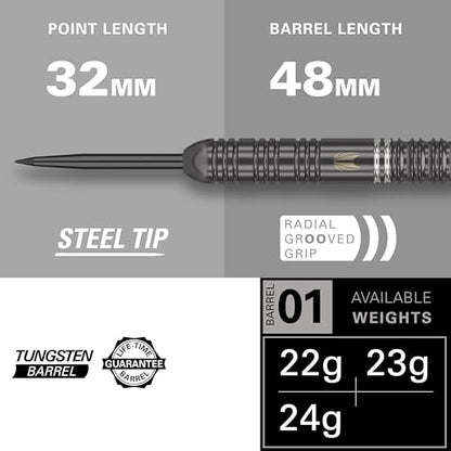 - TARGET Darts Ares | 22G | 80% Tungsten Steel Tip Darts Set | 6 Pro Grip Shafts | 9 Pro Ultra Flights - Dart Wallet Bundle -