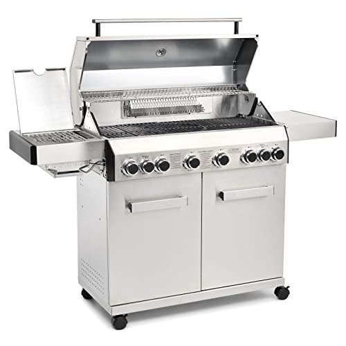 CosmoGrill Outdoor Gas Barbecue 6+2 Platinum Stainless Steel Gas Grill BBQ Garden