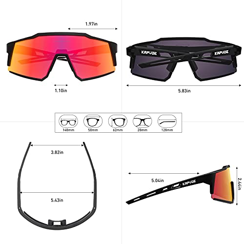 - KAPVOE Polarized Cycling Glasses With 4 Interchangeable Lenses -