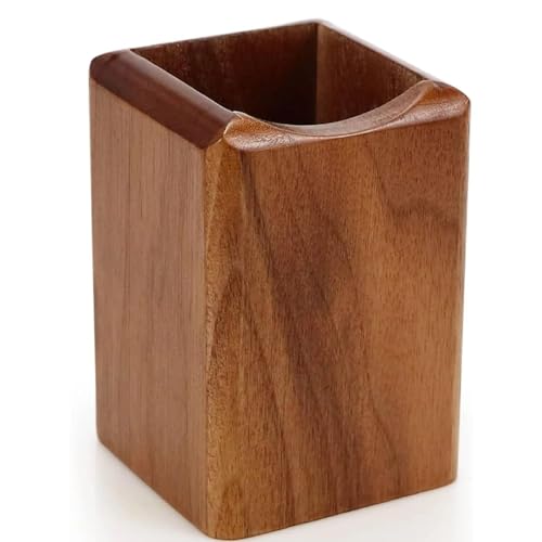 - SHOPUKASA 2 Pack Wood Pen Pencil Holder Stand | Multi Purpose Natural Wood Pencil Cup Desk Organizer | (2 Pack Walnut Color) -