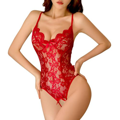 - Satohom Women Sexy Lingerie Lace Bodysuit | One Piece Floral Teddy Negligee -