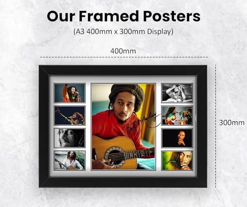 Bob Marley Signed Poster Print- Limited Edition Autograph Fan Gift – Collectible Memorabilia Merchandise, Music Artist (Framed A4 (30x21cm))