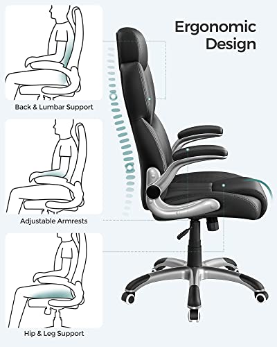 - SONGMICS Office Chair | Ergonomic Gaming Chair With Adjustable Headrest | Tilt Function | Foldable Armrests | Adjustable Height | Ink Black OBG65BKUK -