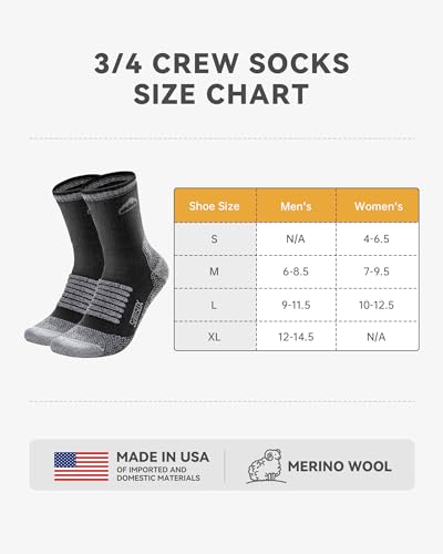 - SAMSOX 2 Pack Merino Wool Hiking Socks | Cushion Socks for Men & Women | Black/Grey | 2-pack | XL -