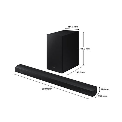 - Samsung B530 Soundbar Speaker | 2.1ch Surround Sound Audio With 5 Speakers |  Wireless Subwoofer -
