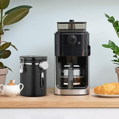 Airtight Coffee Canister, 2.8 L Stainless Steel Coffee Container for 1kg/35oz Coffee Beans, Coffee Storage Jars with Date Tracker, CO2 Valve and Scoop, Kitchen Storage Container for Coffee Beans&Tea