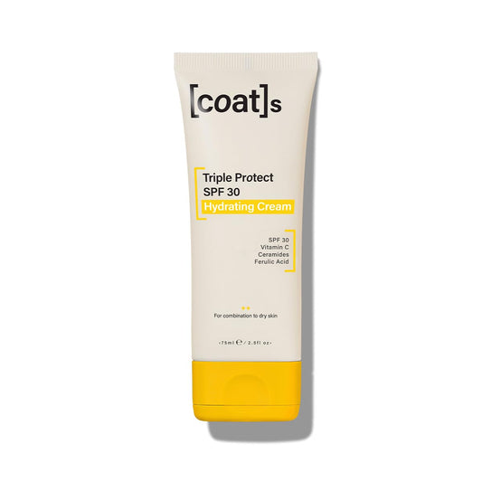 Coats SPF 30 Triple Protect Hydrating Face Cream with Ceramides + Vitamin C, UVA/UVB Protection. Non-Greasy, Non-Comedogenic SPF Face Moisturiser Sunscreen for Combination to Dry Skin (75ml)