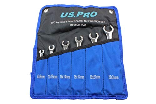 - US PRO 6 Piece Metric 6 Point Flare Nut Spanner Wrench Set -