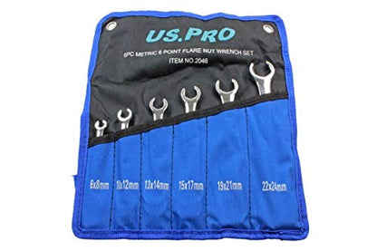- US PRO 6 Piece Metric 6 Point Flare Nut Spanner Wrench Set -