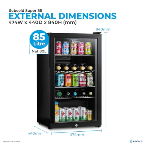 - Subcold Super85 LED | Under-Counter Fridge | 85L Beer, Wine & Drinks Fridge -