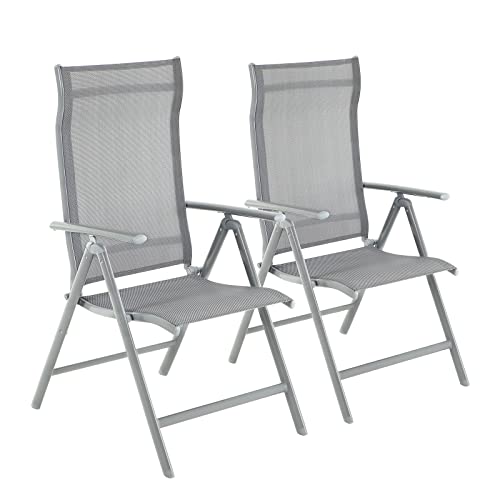 - SONGMICS Set of 2 Folding Garden Chairs | Outdoor Chairs | Max. Capacity 150 kg per Chair | Grey -