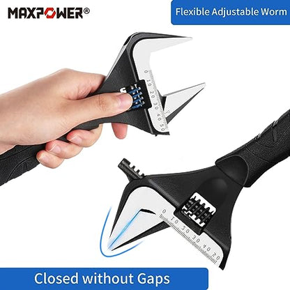 - MAXPOWER Adjustable Wrenches Wide Jaw | 2PCs Stubby Adjustable Spanner Set -