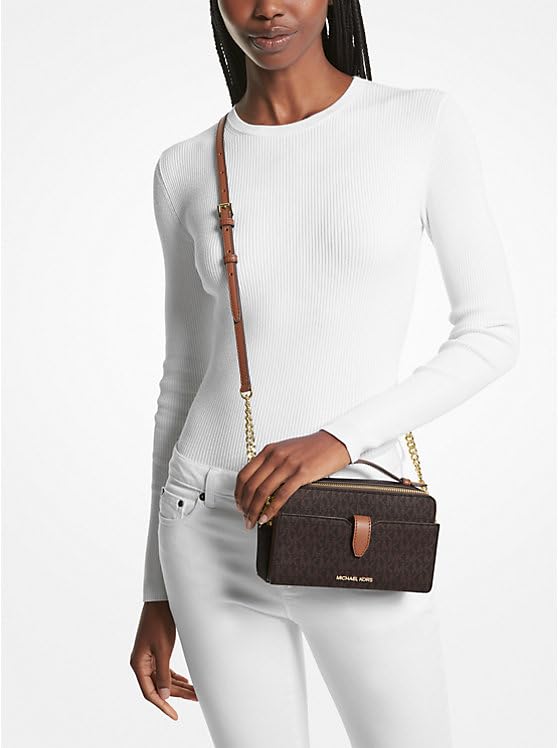 - Michael Kors Medium Double Zip Phone Crossbody | Brown -