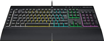 CORSAIR K55 RGB PRO Membrane Wired Gaming Keyboard – IP42 Dust and Spill-Resistant – 6 Macro Keys with Elgato Integration – iCUE Compatible – QWERTY UK – PC, Mac, Xbox – Black