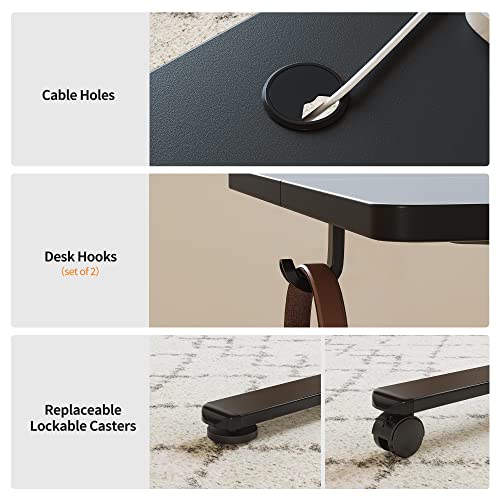 Cubiker Standing Desk Height Adjustable Electric Desk, 100 * 60cm Stand up Table, Sit Stand Home Office Desk with Splice Board, Black Top