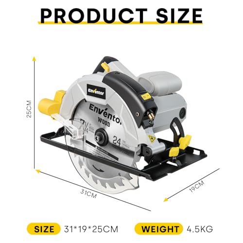 - Enventor Circular Saw | 1200W 5800RPM Pure Copper Motor Electric Circular Saws -