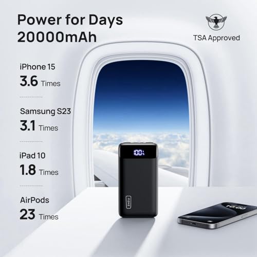 - INIU Power Bank | 20000mAh Fast Charging Portable Charger | 22.5W Powerbank with USB C Input & Output -